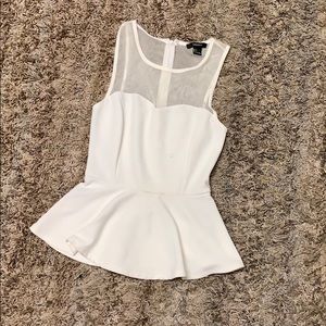 White peplum top